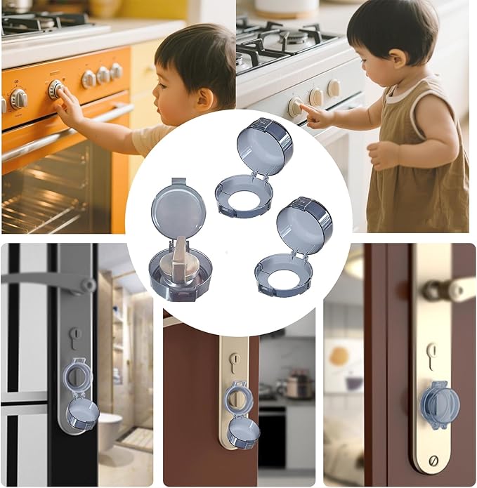 2 Pack Deadbolt Child Safety Lock Cover, Child Proof Door Knob Cover, Large Size Door Safety Deadbolt Lock for Kids, 2.76 * 2.14"-CubbioJoy