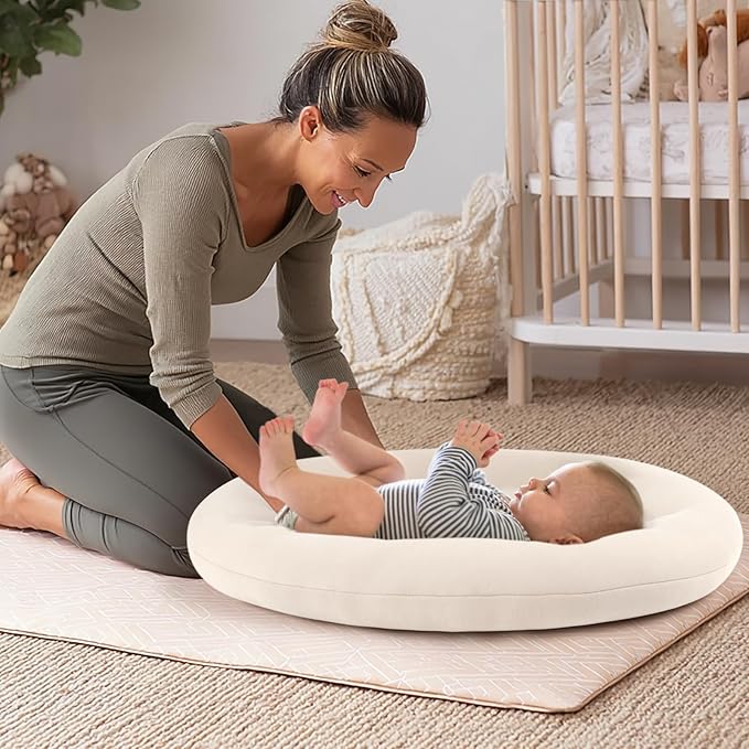 Baby Lounger for Newborn: Portable & Lightweight Pillow for Tummy Time Playtime & Diaper Changes - Skin-Friendly & Breathable for 0-12 Month Supervised Use-CubbioJoy