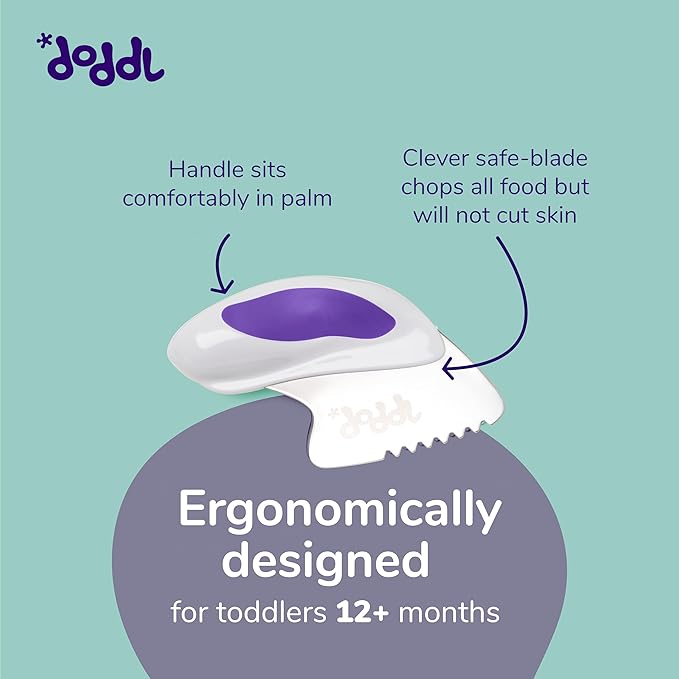 doddl Toddler Utensils, Ergonomic Fork Spoon and Knife Set for Self Feeding, Stainless Steel Silverware for 1-3 Year Olds, BPA Free, Dishwasher Safe (Indigo)-CubbioJoy