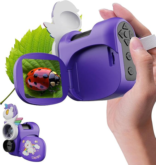 1600X Handheld Microscope for Kids 2" IPS Screen Kit Mini Pocket Digital Microscopes STEM Science with Slides Photo Video Rechargeable Portable Scope Gift for Ages 6-12 (Purple)-CubbioJoy