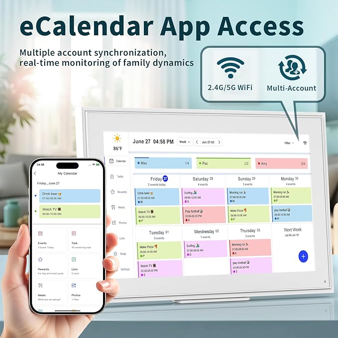 Digital Calendar, 15.6 Inch Wall Planner Digital Calendar & Chore Chart, IPS HD Touchscreen Interactive Display for Family Schedules, 2025 Calendar Share Photos/Schedules Instantly-CubbioJoy