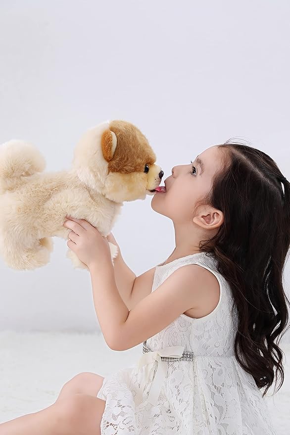 CU-MATE Interactive Dog Stuffed Animal Electronic Plush Pomeranian Simulation Puppy Realistic Toy Like-Real Robotic Nodding Barking Wagging Tail Present Pet for Toddler Boys-CubbioJoy