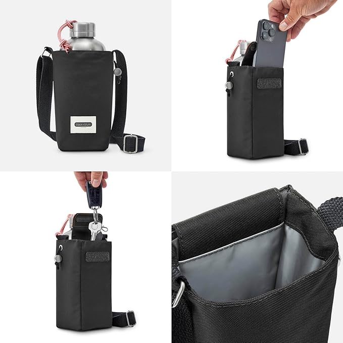 BLACK + BLUM Insulated Bottle Bag - For Adults and Kids - Made with Recycled PET and BPA Free - Bottle Bag for On The Go, Black-CubbioJoy