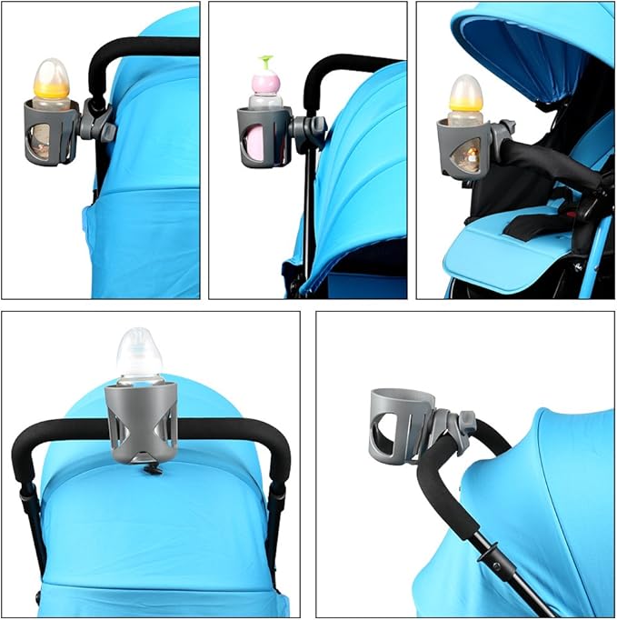 Accmor Universal Cup Holder, Stroller Cup Holder, 360° Rotatable Large Caliber Designed Bottle Holder for Stroller, Bike, Wheelchair, Walker, Scooter, Grey-CubbioJoy
