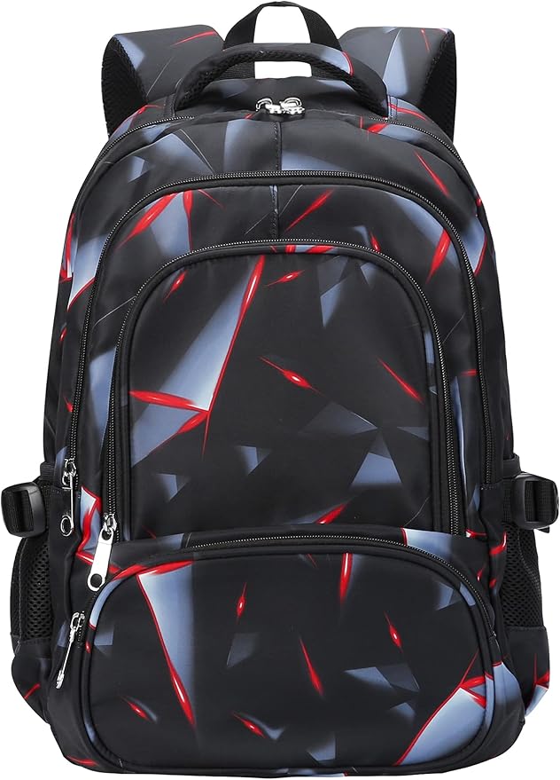 BLUEFAIRY Kids Backpack for Boys Elementary Primary School Bags for Childs Black Bagpack Book Bag Back to School Gifts for Son Mochilas Escolares para Niños 17" Large Compartment Black/Red-CubbioJoy
