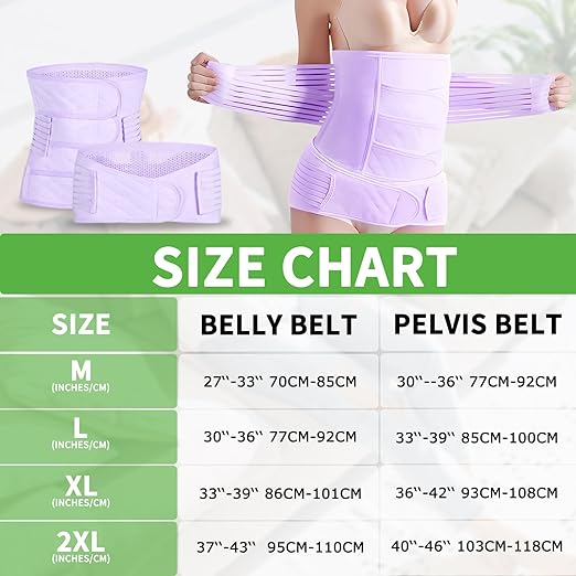 2 in 1 Postpartum Belly Band Wrap Purple, C-Section Support Belt XX-Large, Post Partum Support Recovery Waist/Pelvis Belt, Hysterectomy Belly Band Binder Girdle Stomach-CubbioJoy