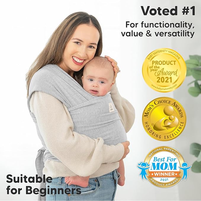 KeaBabies Baby Wrap Carrier - All in 1 Original Baby Carrier Newborn to Toddler Sling, Easy to Wear, Hands Free Bonding, Lightweight, Breathable Infant Wraps (Light Heather)-CubbioJoy