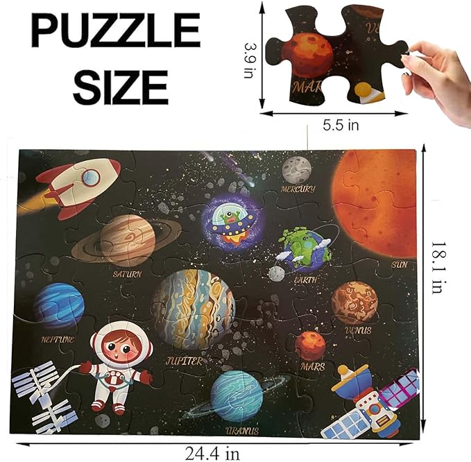 Jumbo Floor Puzzle for Kids, Large Jigsaw Puzzles 35 Piece for Kids Ages 3-5,Preschool Learning & Education Toys, Gifts for 4-8 Year Old Boys and Girls (Solar System Planet)-CubbioJoy