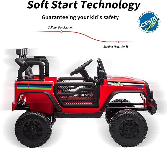 24V Kids Ride on Car, Kids Electric Vehicles Car Ride on Toy Truck for Toddlers w/Remote Control, 400W Motor - Red-CubbioJoy