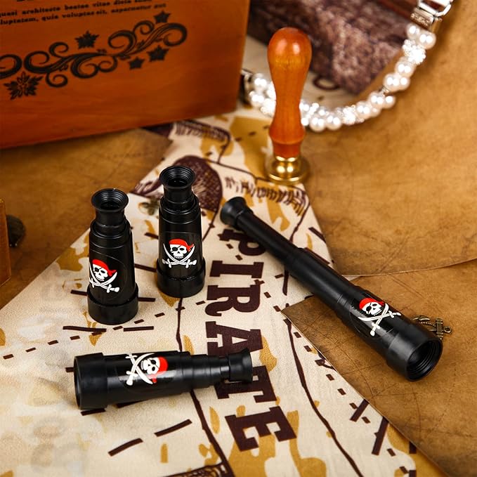30 Pcs Halloween Pirate Telescope Bulk Pirate Party Favors Mini Plastic Monocular Telescope Toddler Spyglass Toy for Treasure Pretend Cosplay Birthday Party Black 2.6" to 5.5"-CubbioJoy