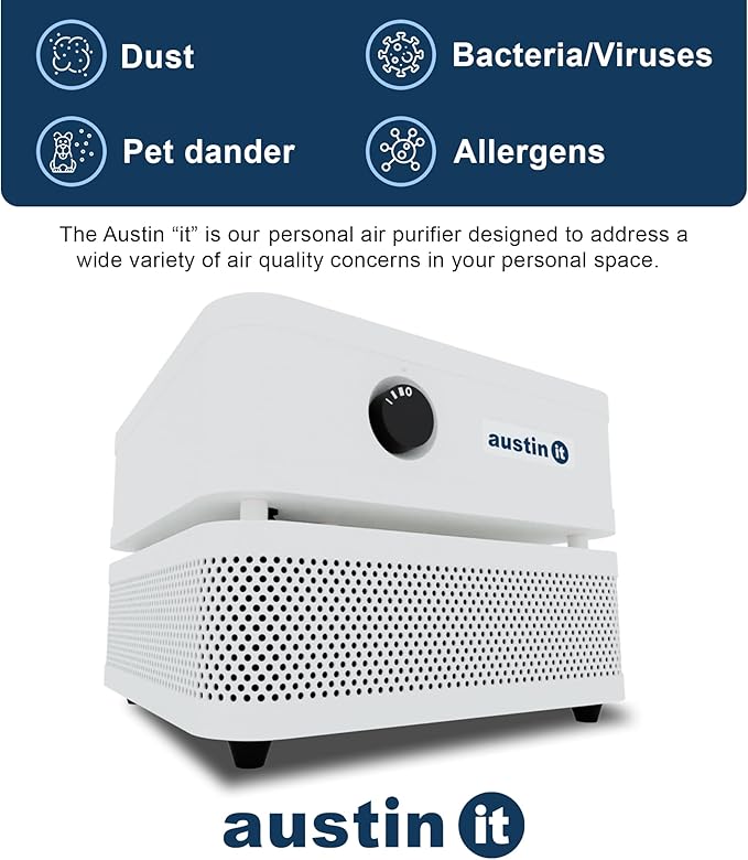 Austin Air it Room Air Purifier with VOC Carbon Wrap Air Filters - Personal Air Filter Single Room Air Purifiers - Portable Allergy Purifier - Stylish Tabletop Purifier for Dust, Model C100CC1-CubbioJoy