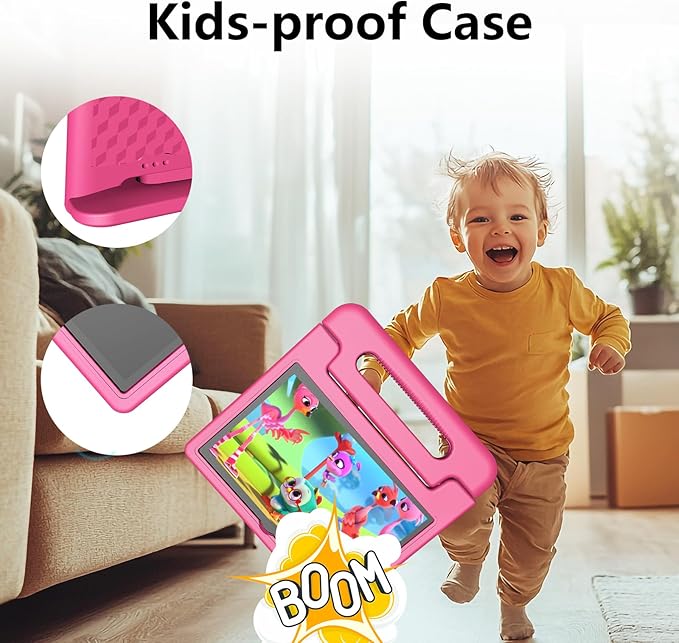 JREN Tablet for Kids｜10.1 Inch Kids Tablet Android 14｜Octa-core｜64GB｜WiFi ｜Bluetooth｜Parental Control｜Children Content｜Children Toddler Pink Girls Gift-CubbioJoy