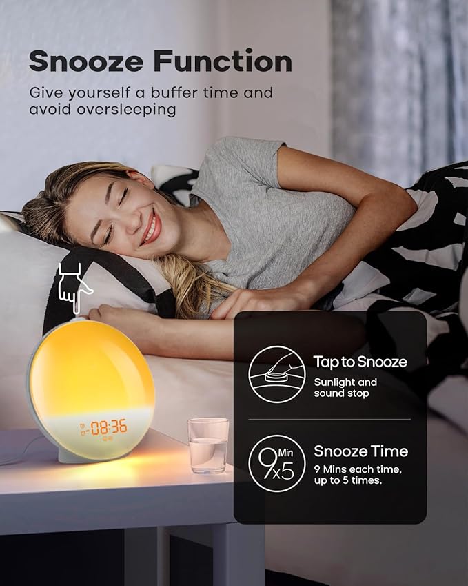 Dekala Sunrise Alarm Clock, Wake Up Light, Smart APP Control, Sundown Sleep Sound Machine, Dual Alarms, FM Radio, Natural Alarm Sounds, Alarm Clock for Heavy Sleepers Kids Adults, Ideal Gift-CubbioJoy