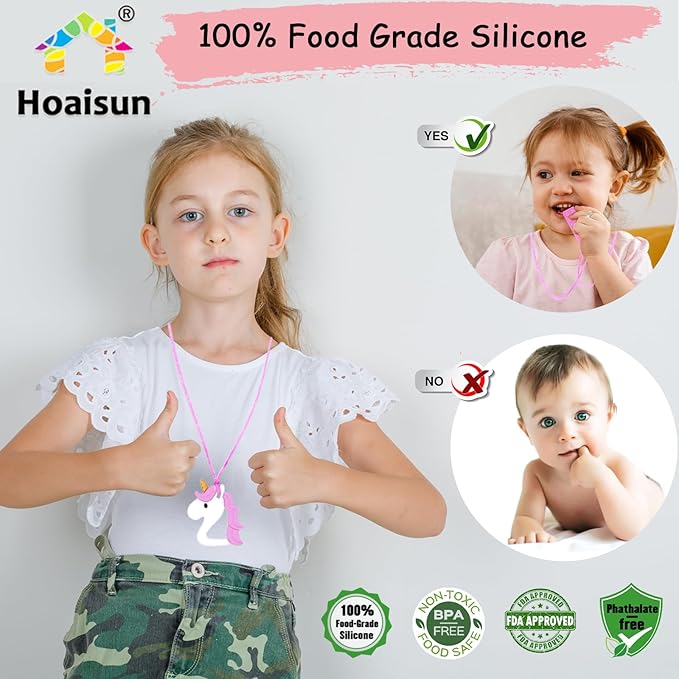 Chew Necklaces for Sensory Girls, Chewy Necklace Sensory Toys for Kids with Autism, ADHD,SPD, Chewing, Teething or Special Needs, Oral Sensory Chew Toys for Kids Adult Reduce Anxiety Fidgeting-CubbioJoy