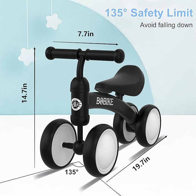 Baby Balance Bike Toys for 12-36 Months Kids Toy Boy and Girls Gifts Toddler Best First Birthday Gift Children Walker No Pedal Infant 4 Wheels Bicycle (Colorful, Black-Light)-CubbioJoy