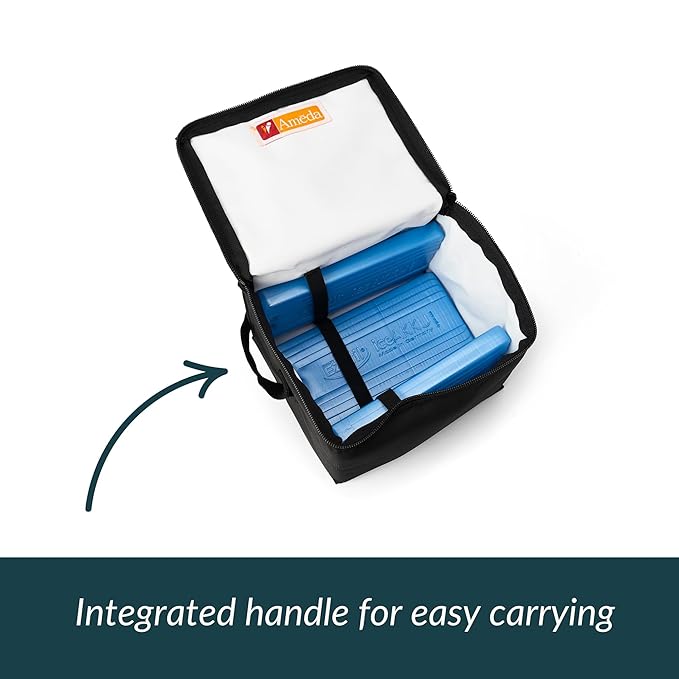 Ameda MYA Cool N Carry Portable Breast Milk Cooler Bag | Breastmilk Storage | Includes Insulated Cooler Bag, 3 Freezer Packs & 6 Breast Milk Storage Bottles-CubbioJoy