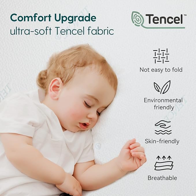 BABELIO Crib Mattress, Toddler Mattress for Toddler Bed, Memory Foam Baby Mattress, Dual Sided with Tencel Cover & Waterproof Lining-CubbioJoy