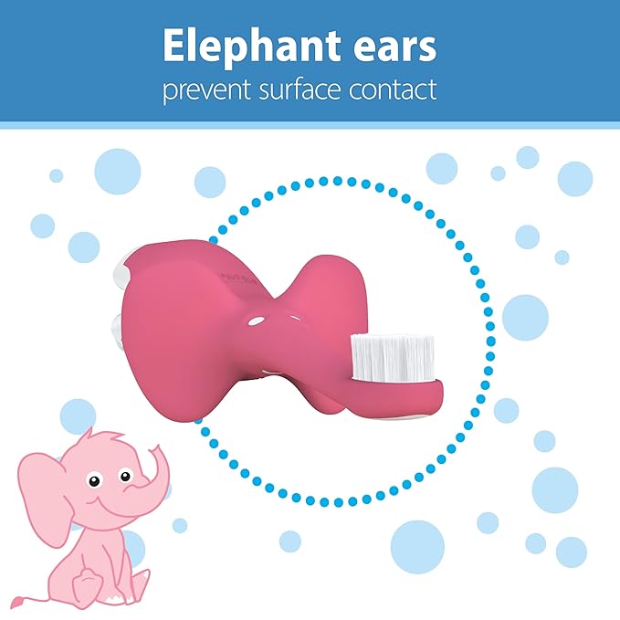 Dr. Brown's Infant-to-Toddler Toothbrush, Elephant, Pink, 0-3 Years-CubbioJoy