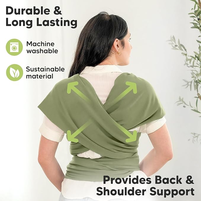 KeaBabies Baby Wrap Carrier - All in 1 Original Baby Carrier Newborn to Toddler Sling, Easy to Wear, Hands Free Bonding, Lightweight, Breathable Infant Wraps (Dusty Olive)-CubbioJoy