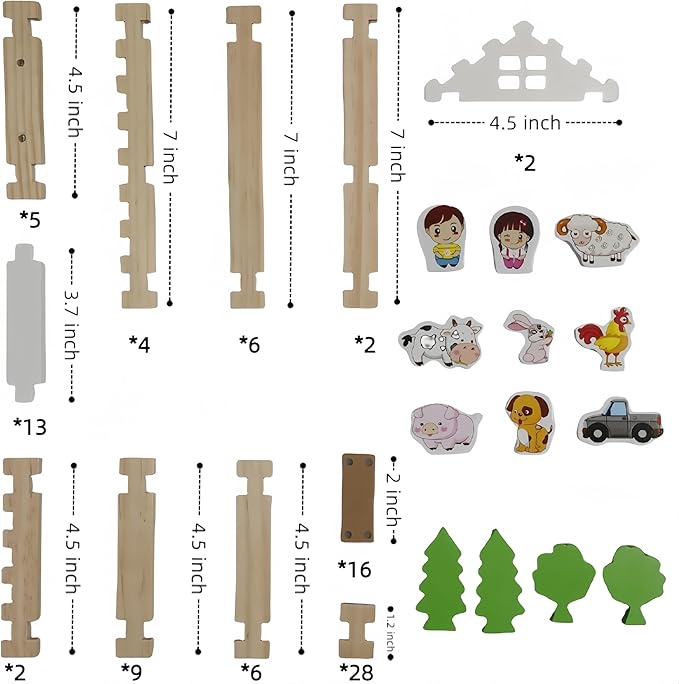105Pcs Wooden Building Blocks Construction Set for Kids Ages 3-8,Preschool Learning Toys for Toddlers, Boys & Girls Birthday Gift, Educational STEM Toy-CubbioJoy