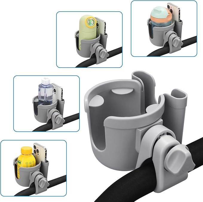 Accmor Stroller Cup Holder with Phone Holder, Bike Cup Holder, Universal Cup Holder for Uppababy Nuna Doona Strollers, 2-in-1 Cup Phone Holder for Stroller, Bike, Wheelchair, Walker, Scooter-CubbioJoy
