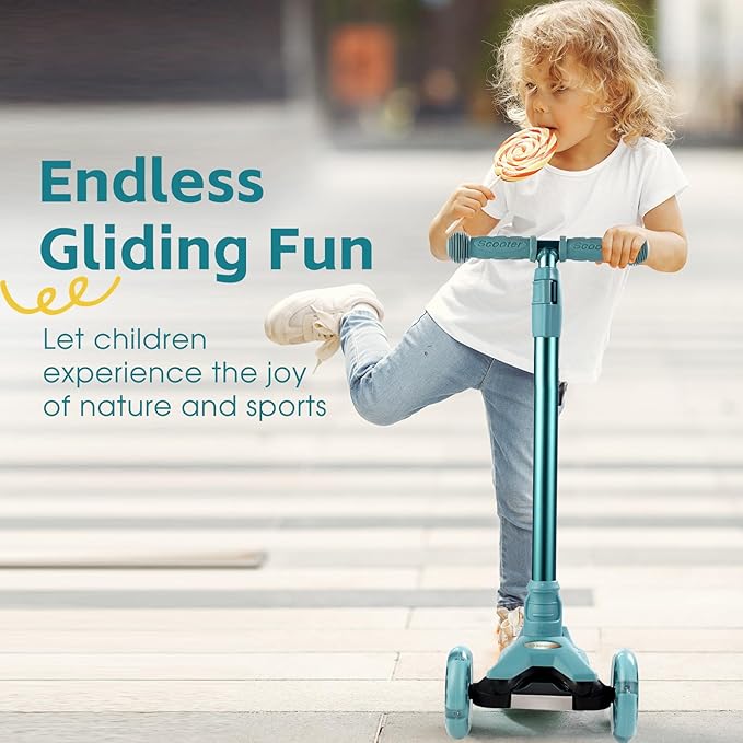 3 Wheel Scooter for Kids Ages 6-12,Kids Scooter with Light Up Wheels, Sturdy Deck Design, and 4 Height Adjustable Suitable for Kid Ages 3-12-CubbioJoy