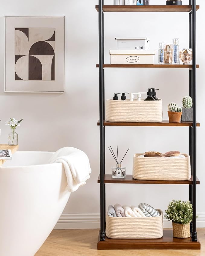 KALLAX Small Woven Basket, 13.5 x 9.5 x 5 Inches, Storage Basket for Organizing, Cute Small Rope Shelf Closet Cube Storage Bins Baskets for Shelves, Dog Toy Gift Baskets Empty, 3 Packs, Beige-CubbioJoy