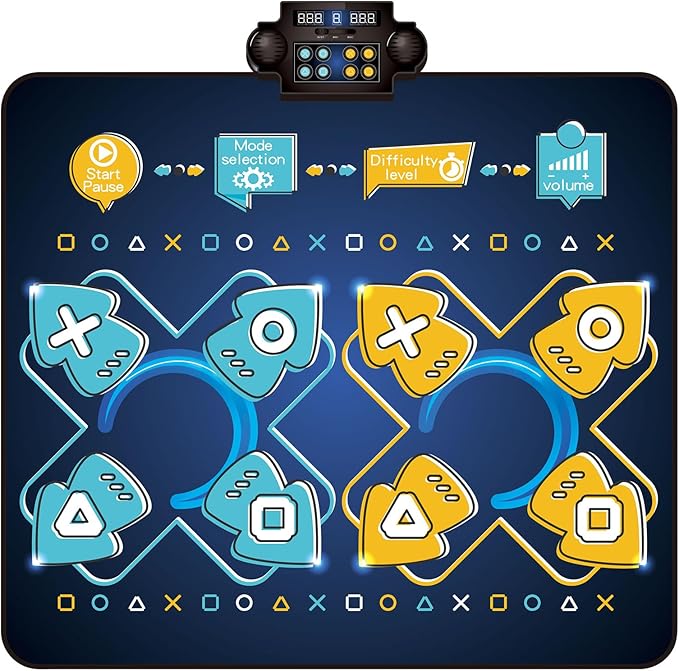2Player Dance Mat for Kids, Electronic Double Dance Mixer Rhythm Step Play Mat,Dance pad Game Toys Music for Girls Boys,Christmas/Festival/Birthday Gifts for Kids,Age 3 4 5 6 7 8 9 10 11 12+ Year Old-CubbioJoy