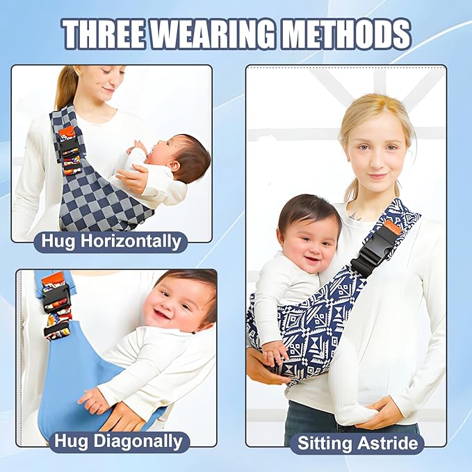Baby Sling Carrier 2025 Baby Carrier Newborn to Toddler Sling Lightweight Baby Carrier Sling with Adjustable Straps Toddler Carrier Baby Wrap Sling for 10-30 lbs(Square)-CubbioJoy