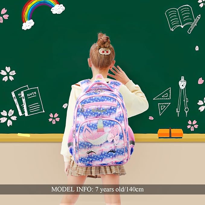 Cusangel Backpack for Girls Boys School Bookbags Kindergarten Elementary Lightweight Waterproof Multifunctional Large Capacity for Backpack (16 inch Sky Unicorn Fun Prints)-CubbioJoy