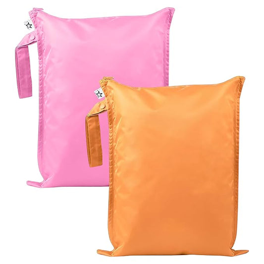 Tiny Twinkle Mess-Proof Waterproof Wet Dry Bag | 2-Pack Reusable Wet Bags for Swimsuits & Baby Clothes | Leakproof Wet Bag for Travel & Diaper Changes for Baby (Sweet Treat)-CubbioJoy