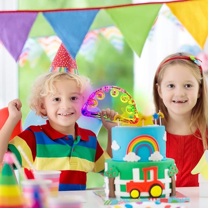 Aywewii LED Tambourine for Kids & Adults, Light Up Toys Handheld Musical Flashing Tamborine with 3 Modes, Sensory Toys Autism Toys for Birthday, Christmas, Concerts & Party-CubbioJoy