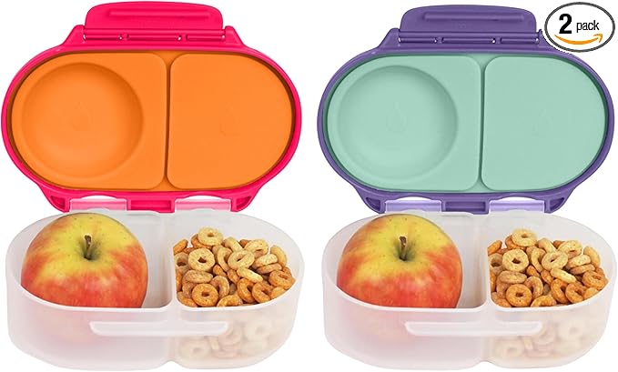 b.box Snack Box (2-pack) Reusable Snack Containers with Lids – Bento Box for Kids & Toddlers, Leakproof Lunch Box, BPA-Free and Dishwasher Safe Snack Container (S'shake + Lilac Pop, 1 3/4 Cup)-CubbioJoy