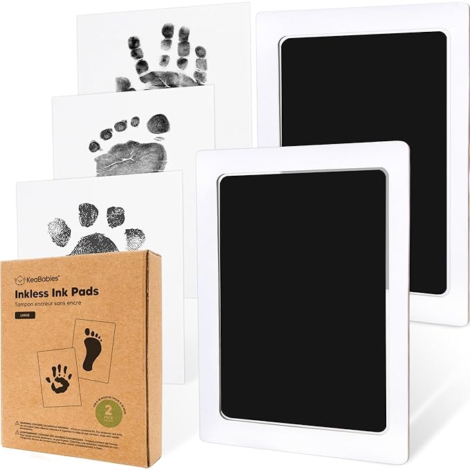 2-Pack Inkless Baby Hand and Footprint Kit - Mess Free Ink Pad for Newborn Keepsake, Dog Nose & Paw Print Kit, Clean Touch Ink Pad for Baby Hand & Footprints, Ideal New Mom Gifts (Jet Black, L)-CubbioJoy