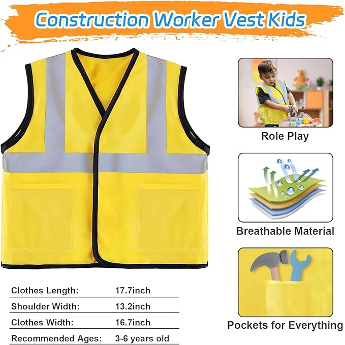 Aliex Wooden Kids Tool Set, 30pcs Toy Tools for Toddlers with Vest, Tool Kit Toddler Montessori Stem Learning Educational Toys for 3 4 5 Years Old Boys Girls, Birthday Gift for Kids-CubbioJoy