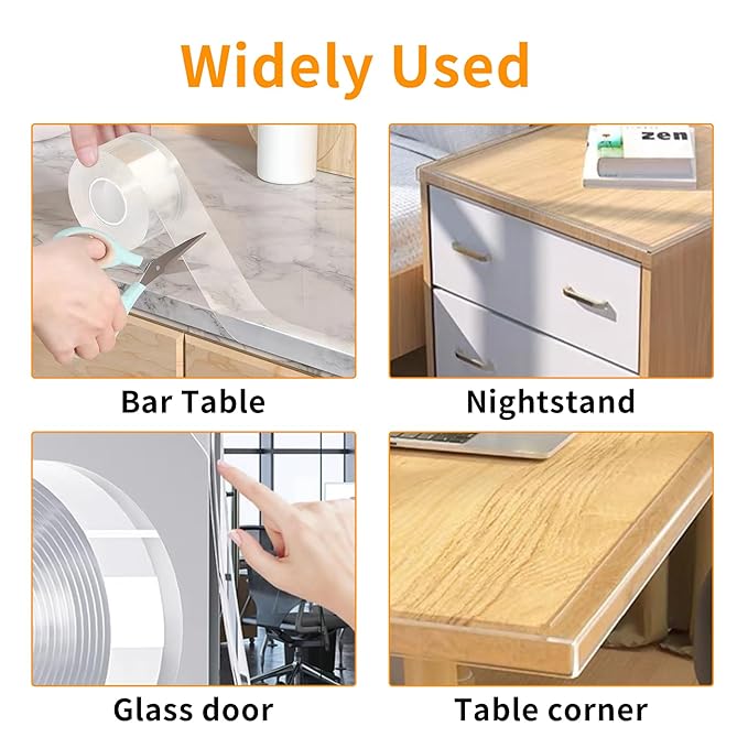 2Pack Baby Proofing Edge Protector for Baby,Clear Edge Protector Strip Sharp Edge Wrap Cover Tape,Corner Bumpers for Furniture,Crib Rail Covers for Teething,Total 19.68 Ft (Width 1.18 in)-CubbioJoy