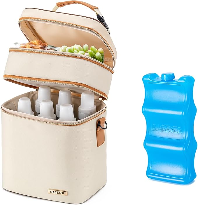 Breastmilk Cooler Bag with Ice Pack Fits 6 Baby Bottles Up to 9 Ounce-CubbioJoy