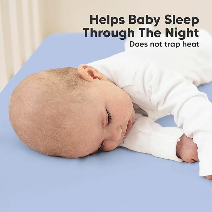 KeaBabies 2-Pack Organic Crib Sheets for Boys, Girls - 52x28 Fitted Crib Mattress Sheet Neutral, Breathable Jersey Cotton Cover for Baby Bed, Toddler Mattress, Soft & Cute Prints (Blue Flax)-CubbioJoy