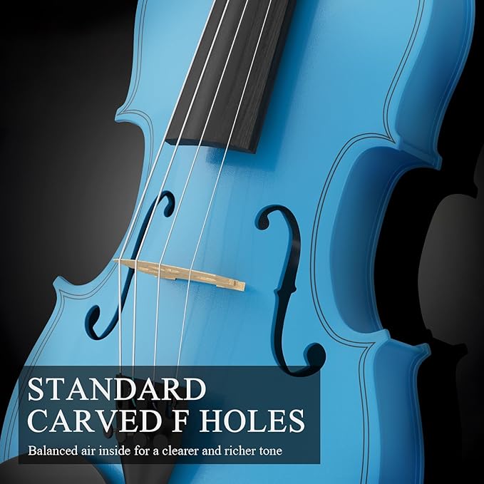 4/4 Beginner Violin Kit for Adults, Complete Full Size Violin Set with Portable Case, Bow, Rosin, Sky Blue-CubbioJoy