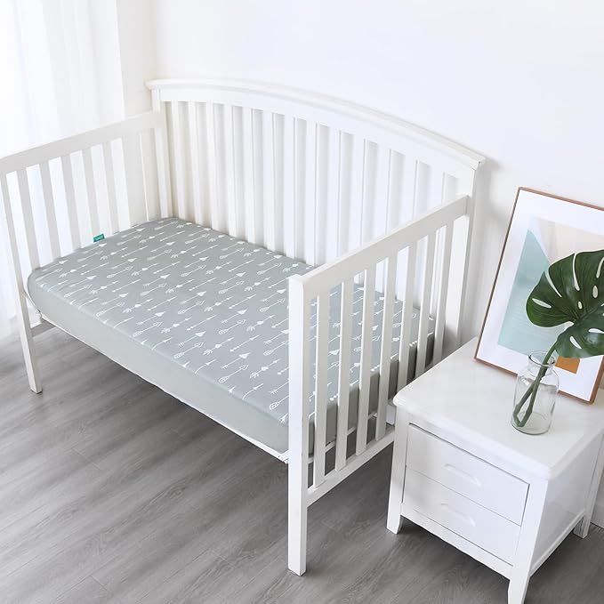 4-Pack Fitted Crib Sheets for Boys and Girls - Breathable, Soft Microfiber Baby Sheets in Grey and Pink-CubbioJoy