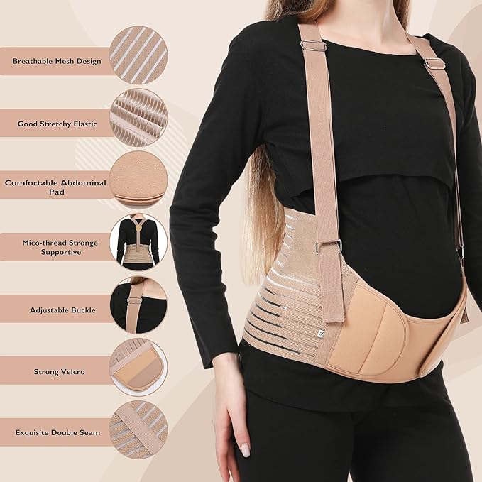 Belly Bands For Pregnant Women - Maternity Belt Pregnancy Support - Breathable Abdominal Binder, Back Support, Multiple Sizes And Colors For All Stages Of Pregnancy & Postpartum-CubbioJoy