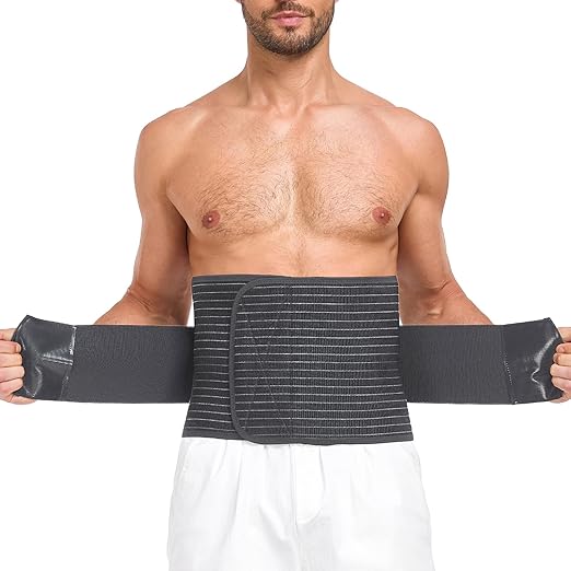 Abdominal Binder for Men and Women – Post Surgery & Postpartum Recovery Hernia Support Belt Waist Trainer for Men Adjustable Compression Wrap (Black,XL)-CubbioJoy