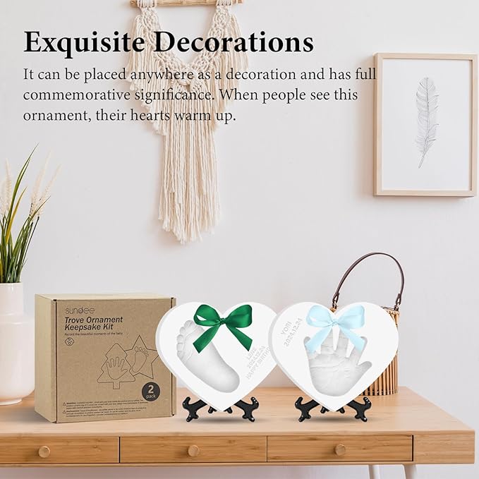 Baby Handprint Footprint Keepsake Ornament Kit, Personalized Baby Foot Printing Kit for Newborn Clay Impression Handmade DIY Imagination to Create-CubbioJoy