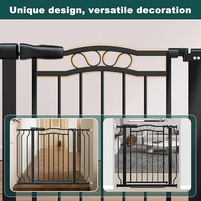53.1-62.5 Inch Extra Wide Baby Gate, Pressure Mounted Dog Gate Indoor, Walk Thru Pet Gate for Cat Dog Child,Pet Gates for The House Doorway Black-CubbioJoy
