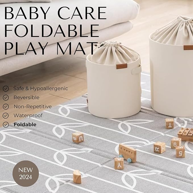 Baby Care Foldable Mat - Sea Petals(Gray), Large-CubbioJoy
