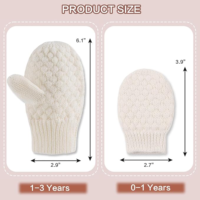 Baby Knit Mittens Toddler Boys Girls Gloves Winter Infant Newborn No Scratch Mitten 0-3 Years-CubbioJoy