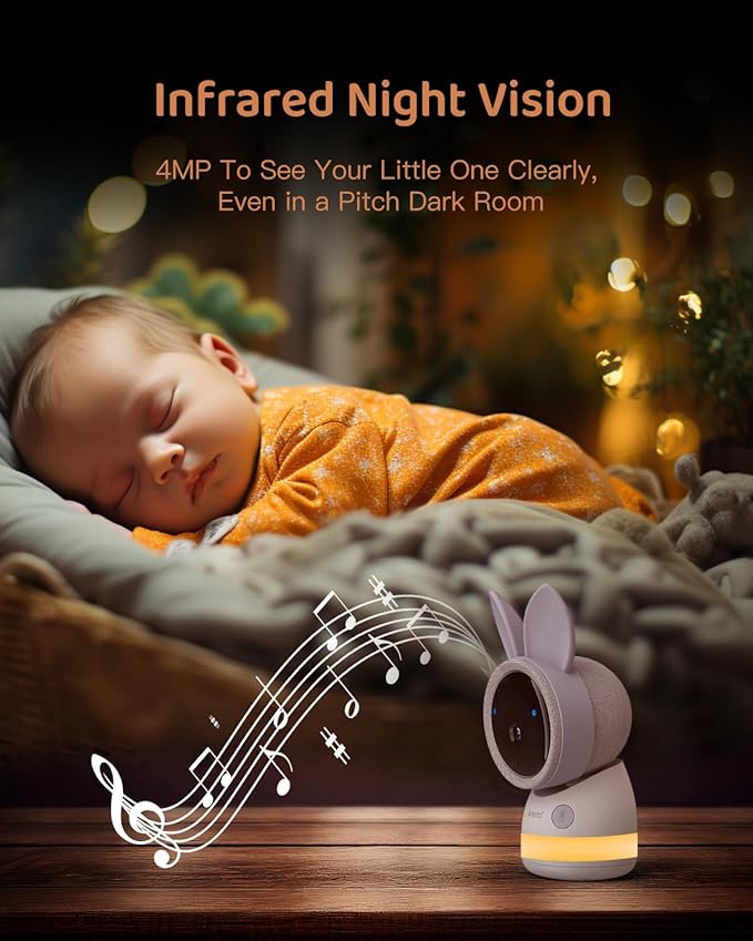 ARENTI 4MP 2.4G&5G WiFi Baby Monitor with Camera and Audio, Night Light, Auto Traking, Cry&Motion Detection, Temperature Sensor, App Control-CubbioJoy