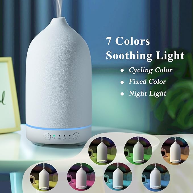 Diffuserlove Ceramic Essential Oil Diffuser 160ML for Room, Home, Bedroom - Aromatherapy Stone Diffuser White (Size: 6.8" H x 3.6" W)-CubbioJoy