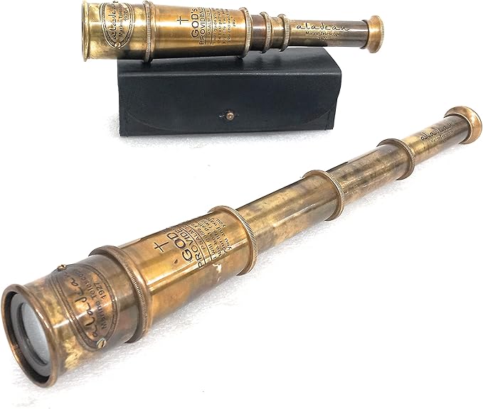 ALADEAN Vintage Spyglass Telescope Engraved PSALM 32:8 - Find Best Pathway - Inspirational Gifts Meaningful Gift Gadget Functional 16" Brass Spyglass with Brilliant Magnification in Gift Box-CubbioJoy