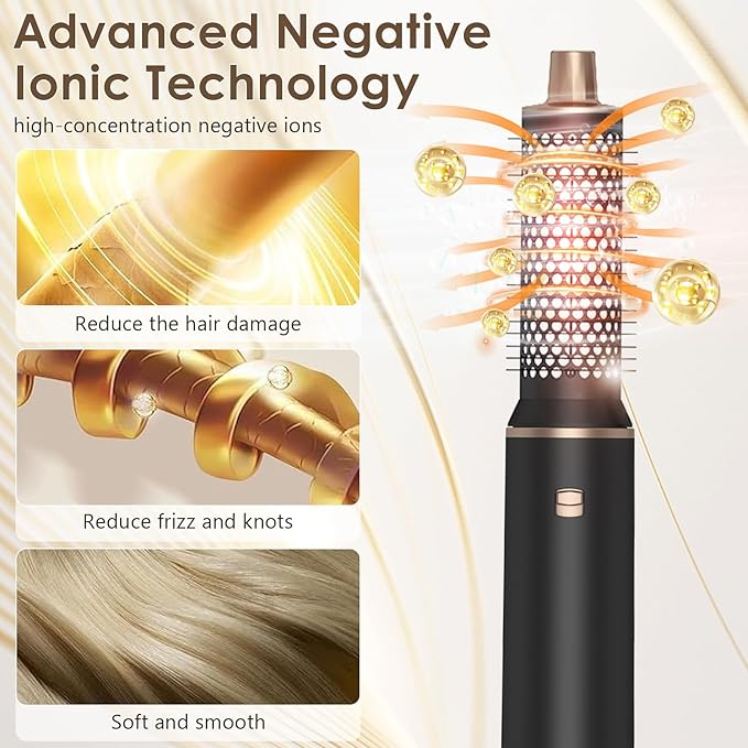 Blow Dryer Brush 5 in 1, Multi Ionic Hair Dryer Brush Set, Auto Air Wrap Hair Styler with 3 Temperature, Powerful Hair Styling Tools Set for Fast Drying, Curling, Straightening & Smoothing-CubbioJoy
